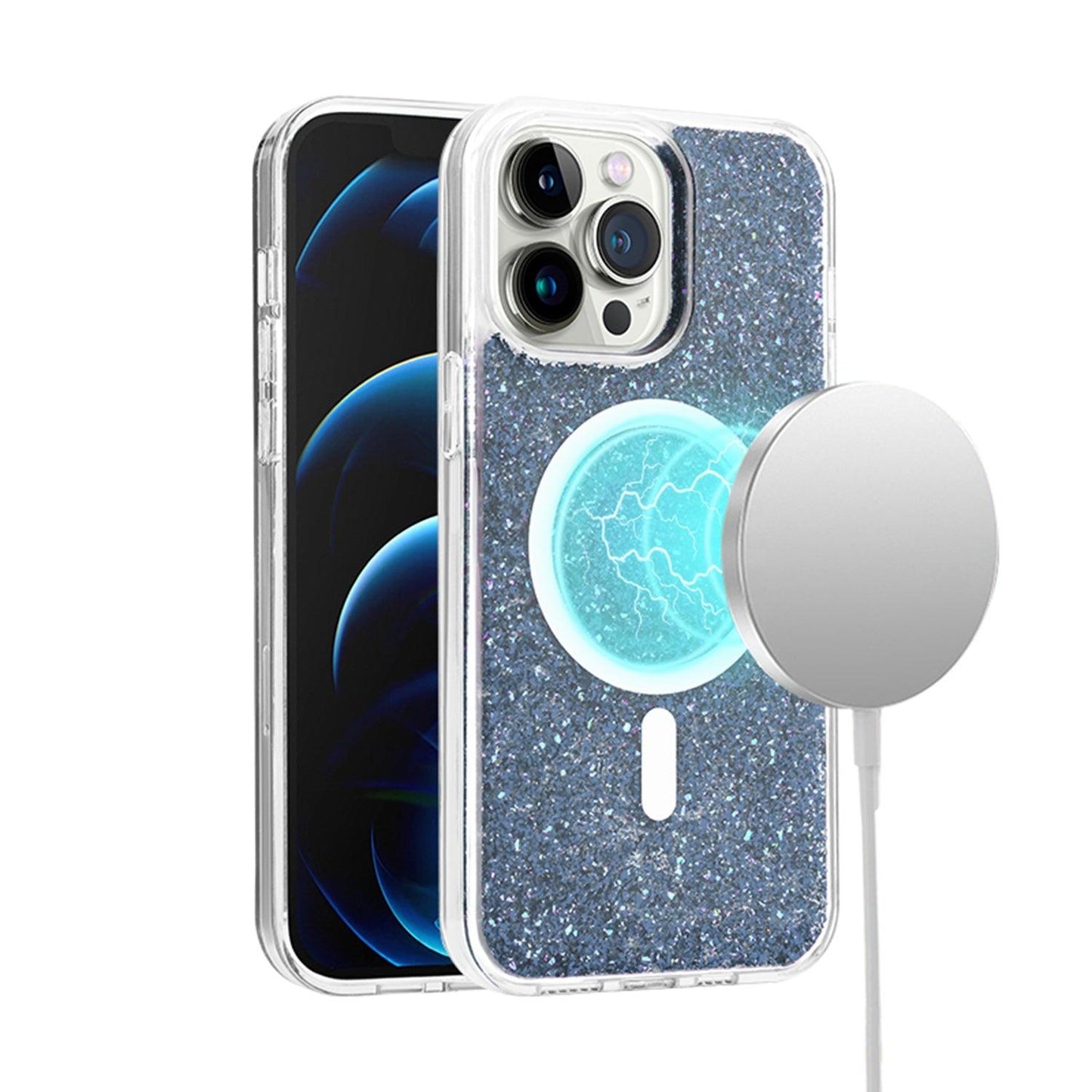 iPhone 15 Pro Max Epoxy Glitter Magnetic Circle Shockproof Hybrid Case