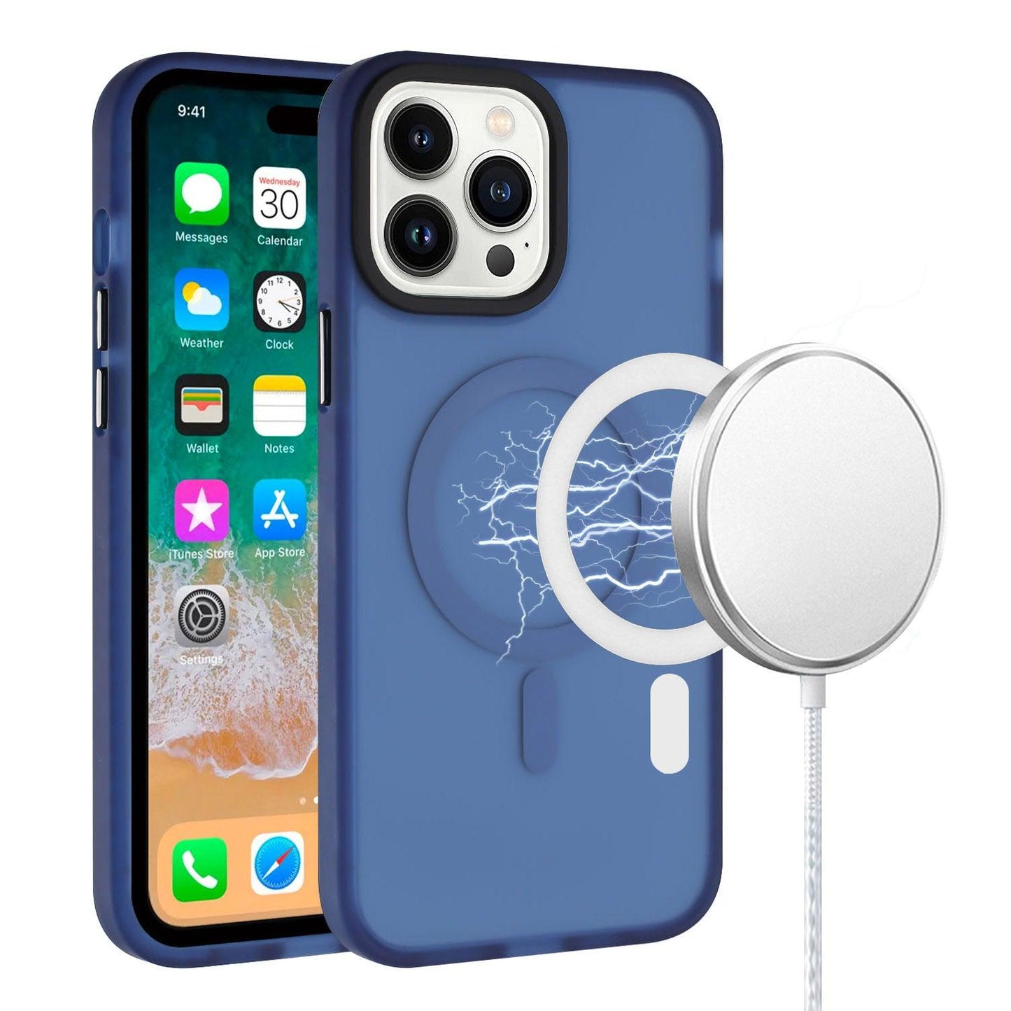 iPhone 15 Shockproof Hybrid Case with Magnetic Circle