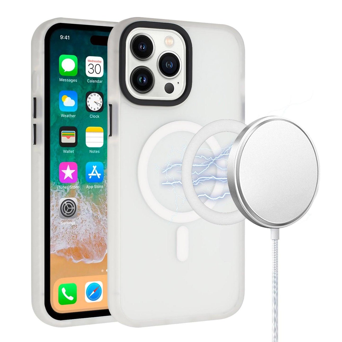 iPhone 15 Shockproof Hybrid Case with Magnetic Circle