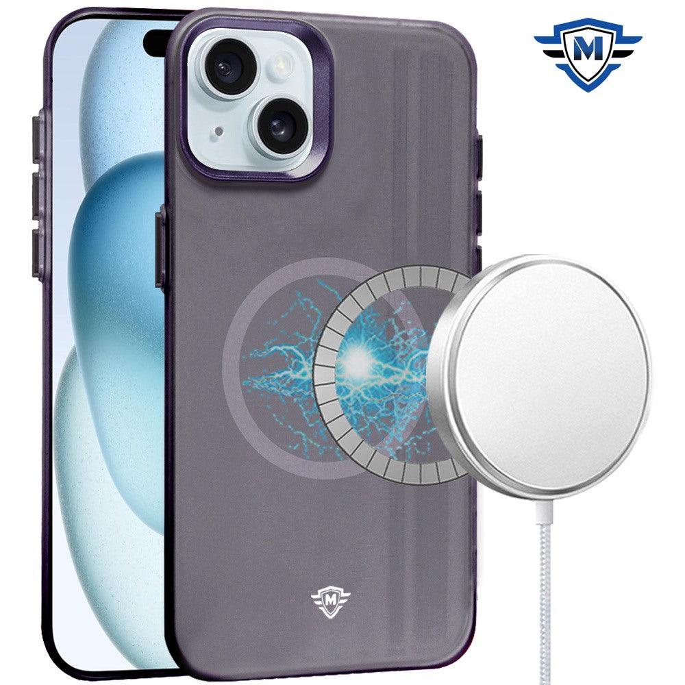 iPhone 15 METKASE Matte Finish Magnetic Circle Raised Camera Edge Hybrid Case