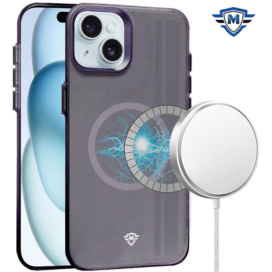 iPhone 15 METKASE Matte Finish Magnetic Circle Raised Camera Edge Hybrid Case