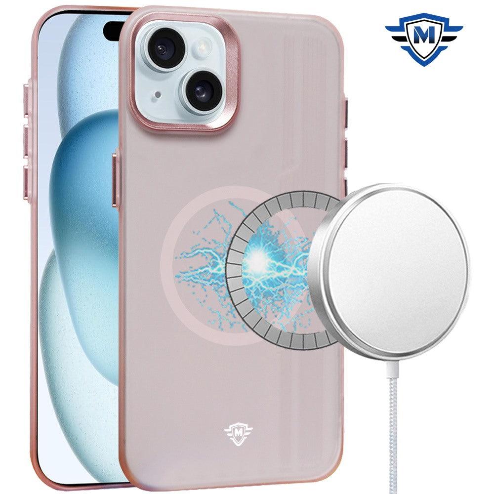 iPhone 15 METKASE Matte Finish Magnetic Circle Raised Camera Edge Hybrid Case
