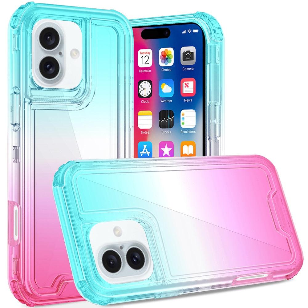 iPhone 16 3in1 Two Tone Shockproof Transparent Hybrid Case