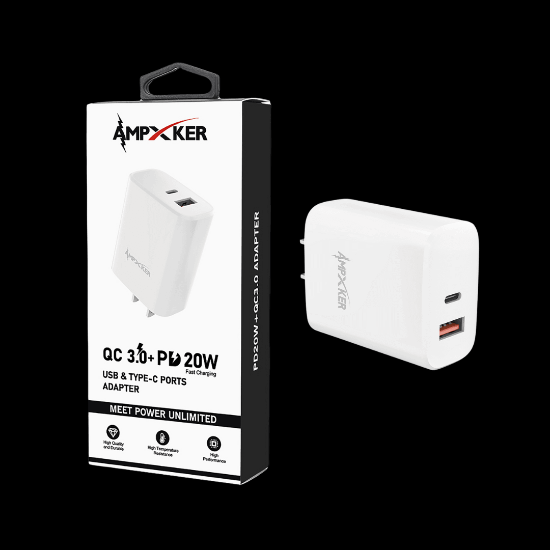 Ampker Power Adapter Dual USB-C 20w