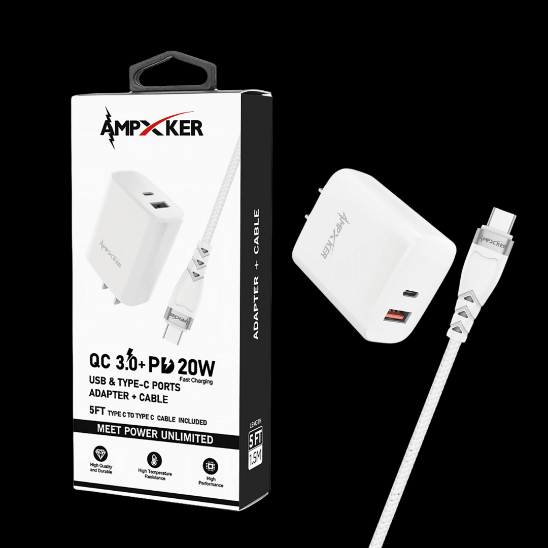 Ampker Combo Power Adapter + Cable USB-C 20w