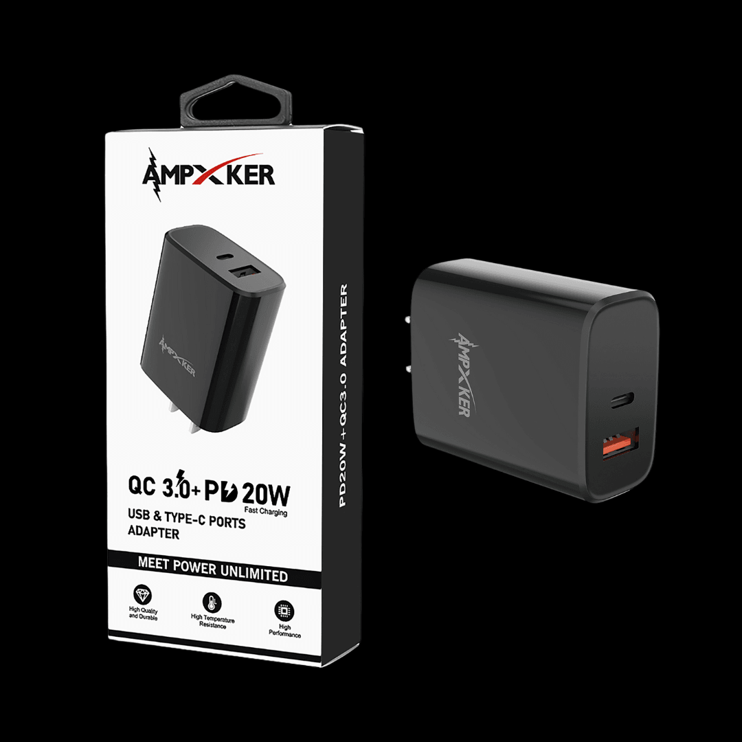 Ampker Power Adapter Dual USB-C 20w