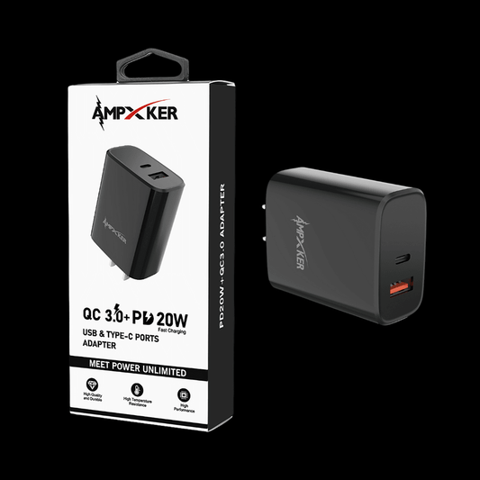 Ampker Power Adapter Dual USB-C 20w