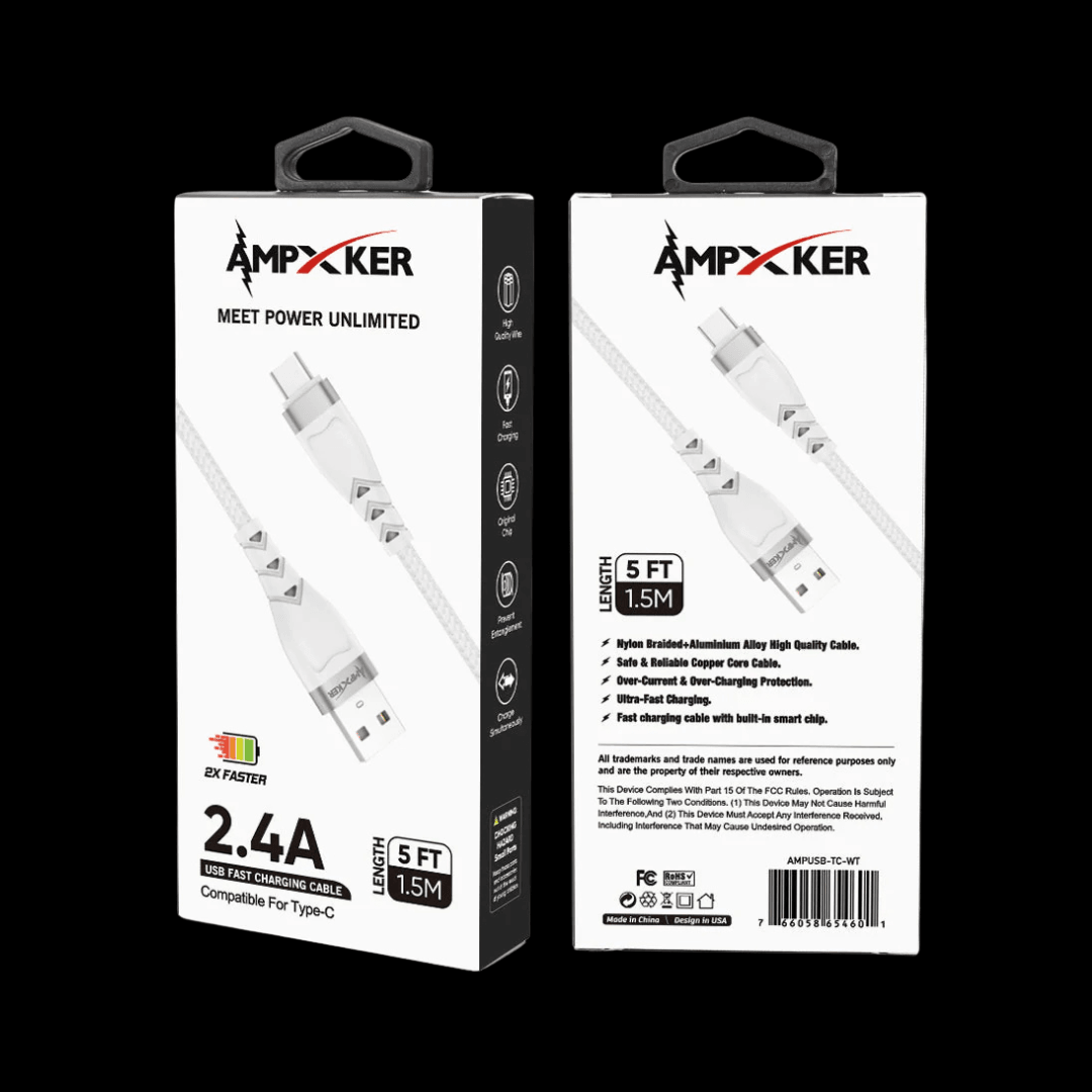 AmpKer Cable 5Ft USB-Type C Fast Charging Nylon