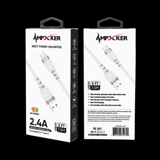 AmpKer Cable 5Ft USB-Type C Fast Charging Nylon