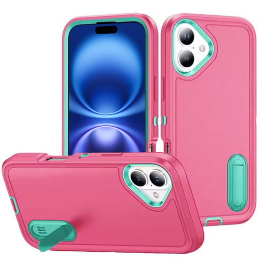 iPhone 17 Peak 3in1 Toughest Hybrid Stand Case Teal/Hot Pink