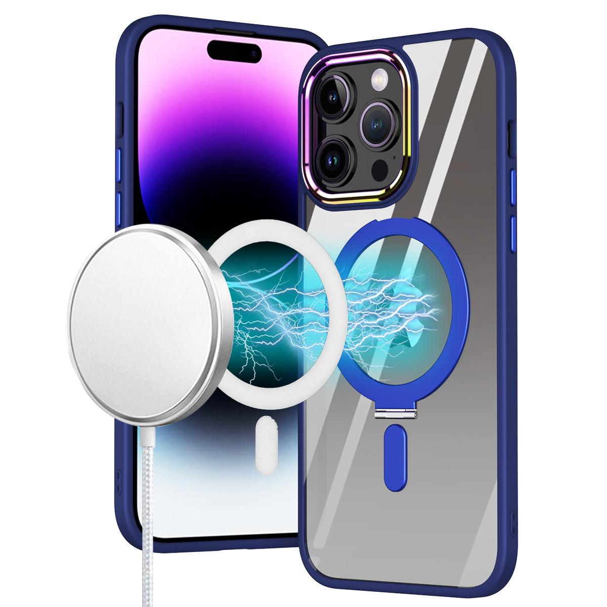 iPhone 15 Pro Max METKASE Dazzle Magnetic Ring Stand Alloy Chrome Transparent Hybrid