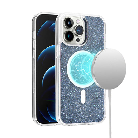 iPhone 15 Pro Max Epoxy Glitter Magnetic Circle Shockproof Hybrid Case