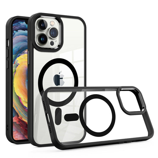 iPhone 11 Greatest Clear Acrylic Magnetic Circle Shockproof ToughThick Metal Button Hybrid