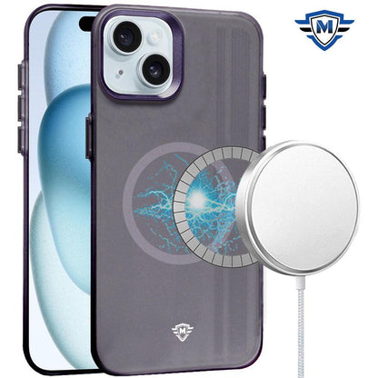iPhone 15 METKASE Matte Finish Magnetic Circle Raised Camera Edge Hybrid Case