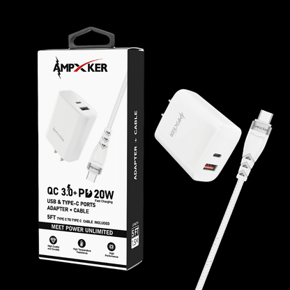 Ampker Combo Power Adapter + Cable USB-C 20w